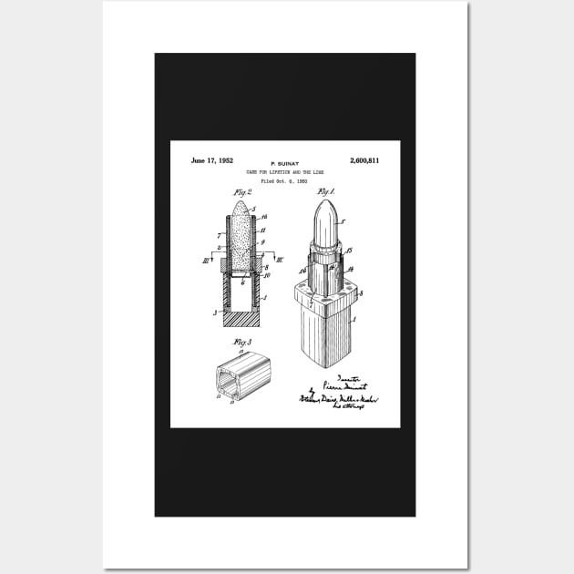 Lipstick Patent - Makeup Artist Beauty School Art - White Wall Art by patentpress